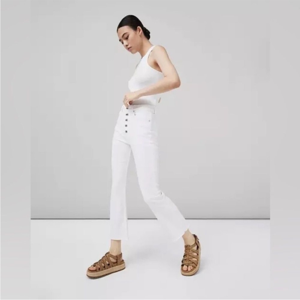 RAG and BONE Casey Flare High Rise Ankle Flare Jean Optic White Sz 30 NEW